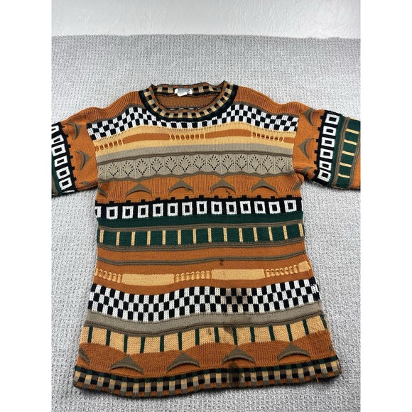 Vintage Arielle Sweater Coogi Style Geometric Knit Earth Tone 3D Knit Womens Med - Picture 11 of 15